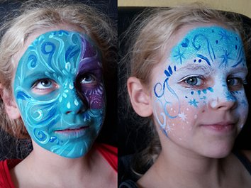 Malowanie twarzy - Hania jako Elsa z Krainy Lodu